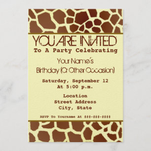Convite de festas do impressão do girafa