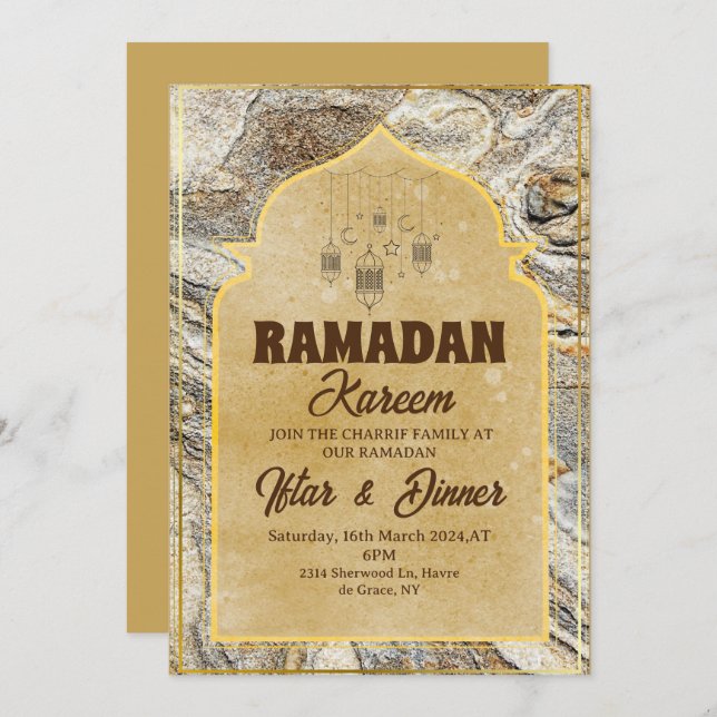 Convite de festas do janto Iftar Ramadan kareem 20 (Frente/Verso)