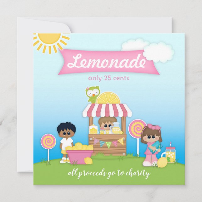 Convite de festas do Lemonade Stand Lollipop Kid (Frente)