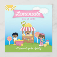 Convite de festas do Lemonade Stand Lollipop Kid