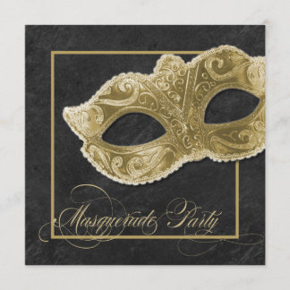 Convite de festas do mascarada - preto & ouro