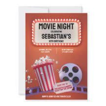 Convite de festas do Movie Night Aniversário de cr