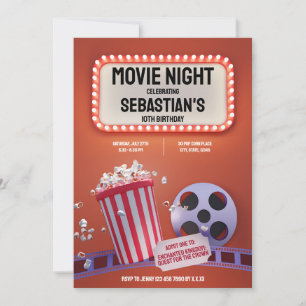 Convite de festas do Movie Night Aniversário de cr