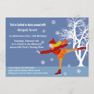 Convite de festas do patinagem no gelo da menina