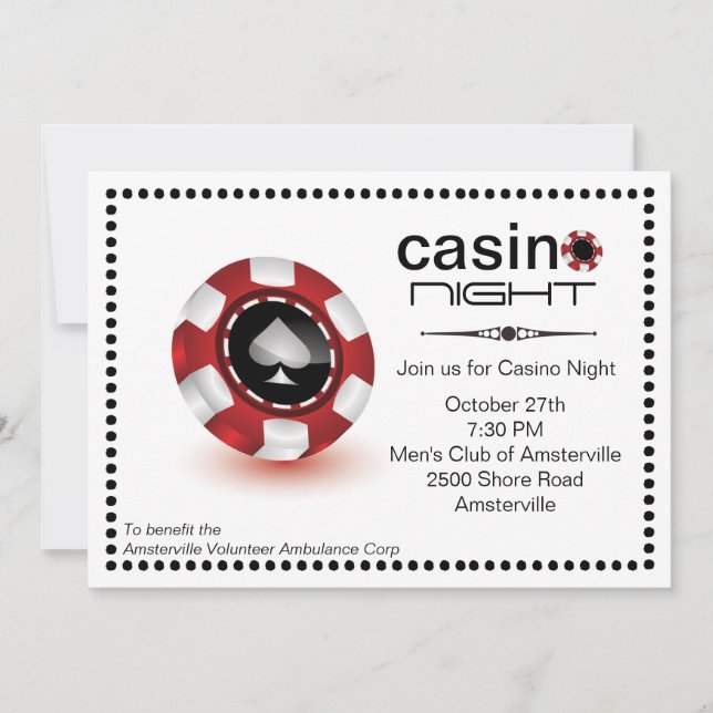 Convite de festas do Poker Chip Casino (Frente)