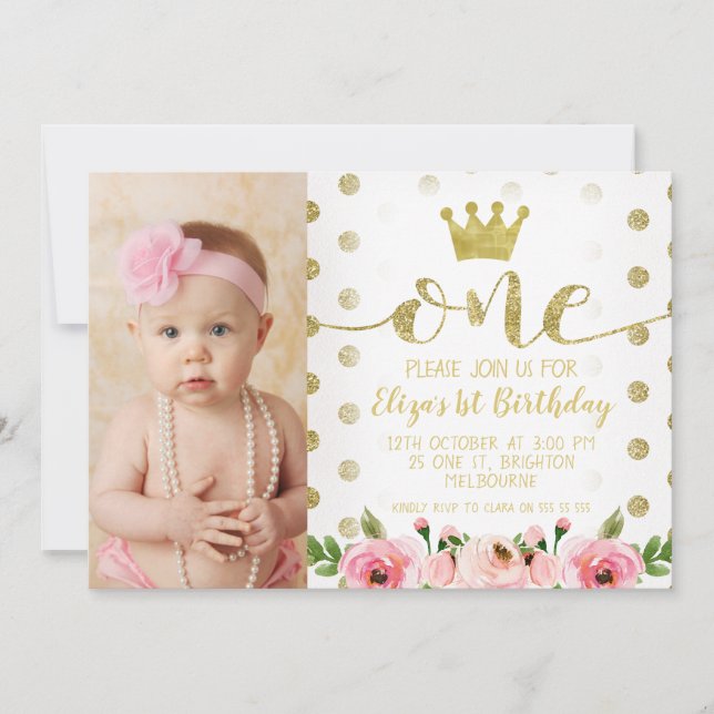 Convite de festas do primeiro aniversario de fotos (Frente)