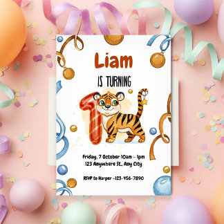 Convite de festas do primeiro aniversario Tigre Cu