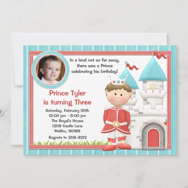 Convite de festas do príncipe aniversário de (Frente)