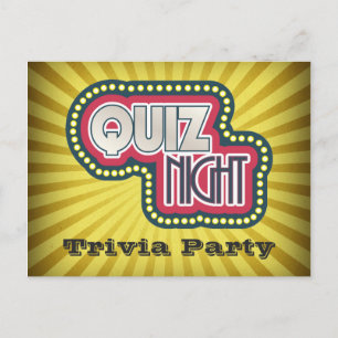 Convite de festas do Quiz Night Trivia