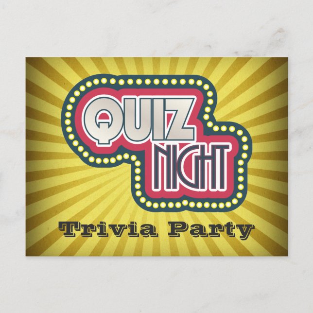 Convite de festas do Quiz Night Trivia (Frente)