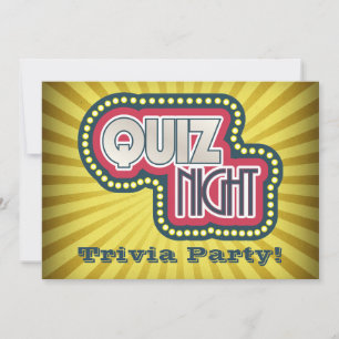 Convite de festas do Quiz Night Trivia