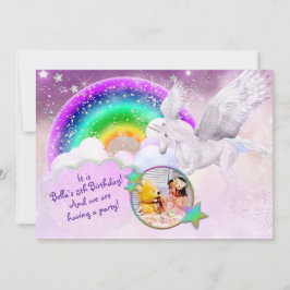 Convite de festas do Rainbow Unicorn