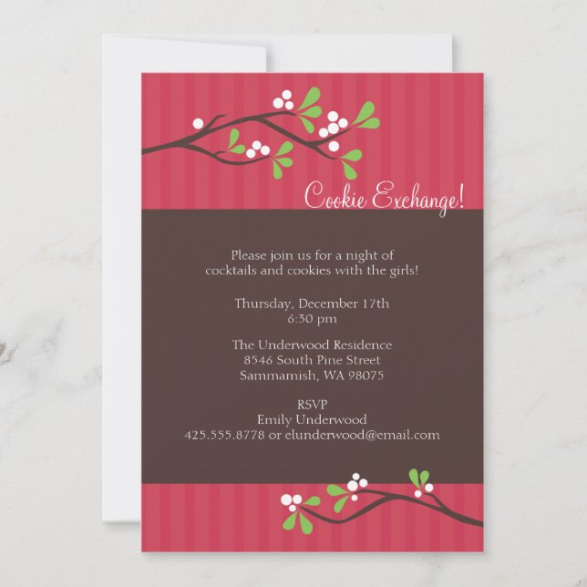 Convite de festas do ramo de Berry de Natal (Frente)