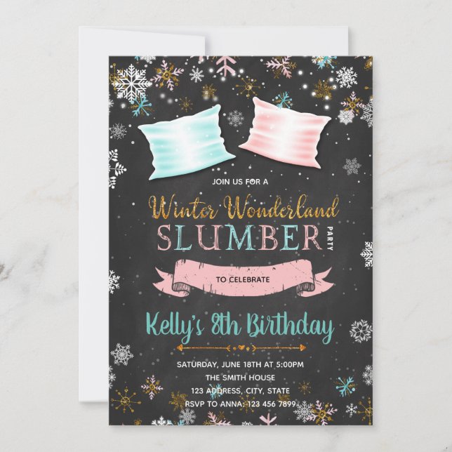 Convite de festas do sleepover do inverno (Frente)