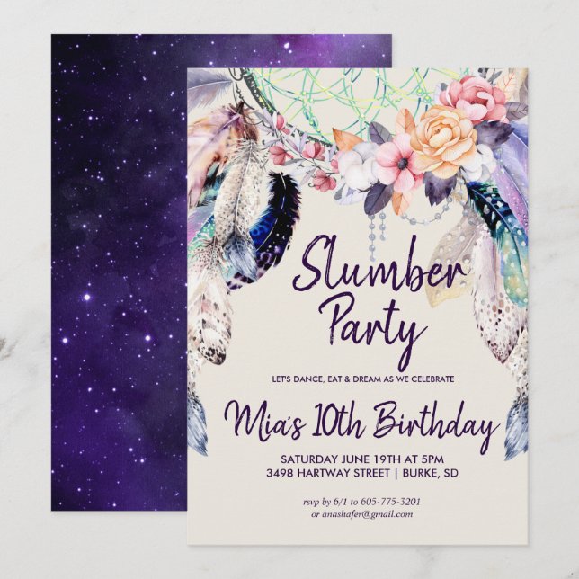 Convite de festas do sonhador (Frente/Verso)