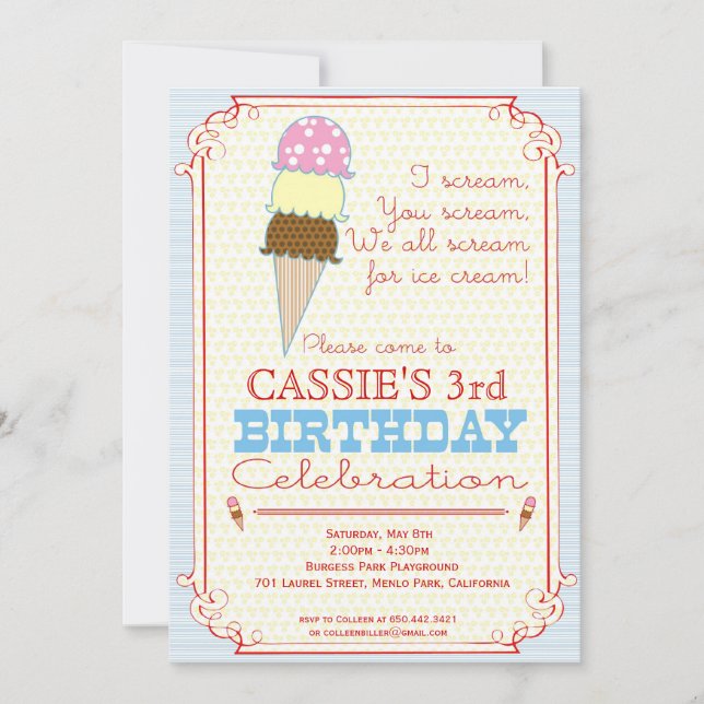Convite de festas do sorvete (Frente)