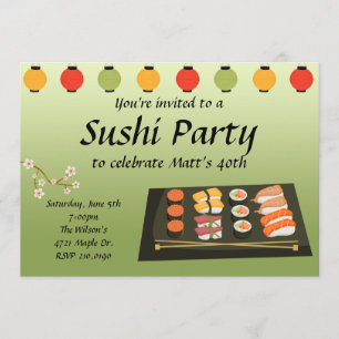Convite de festas do sushi