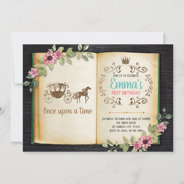 Convite de festas do tema do livro velho (Frente)