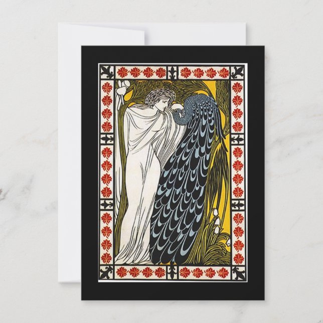 Convite de festas do Toga da deusa & do pavão (Frente)