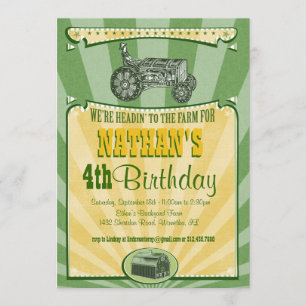 Convite de festas do trator