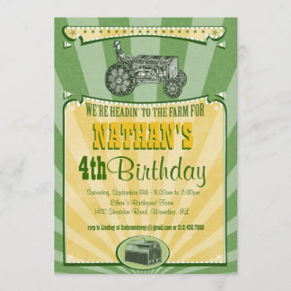 Convite de festas do trator