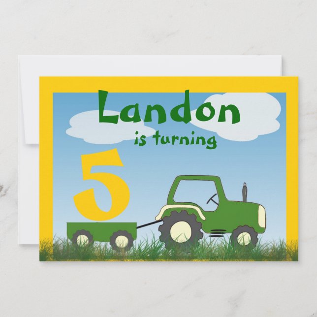 Convite de festas do trator: Idade no Carrinho (Frente)