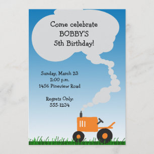 Convite de festas do trator: Trator alaranjado