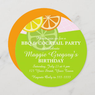 Convite de festas do verão do citrino