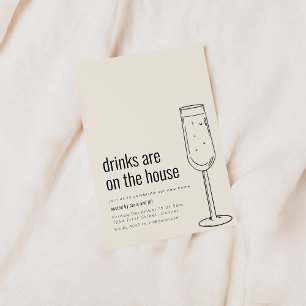 Convite de festas doméstico com champanhe