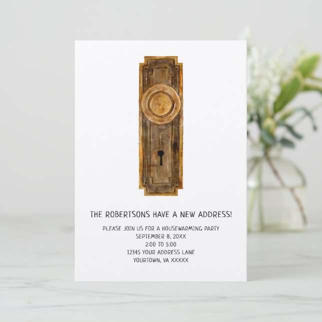 Convite de festas doméstico com o botão da porta (Em pé/Frente)