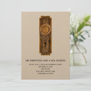 Convite de festas doméstico com o botão da porta