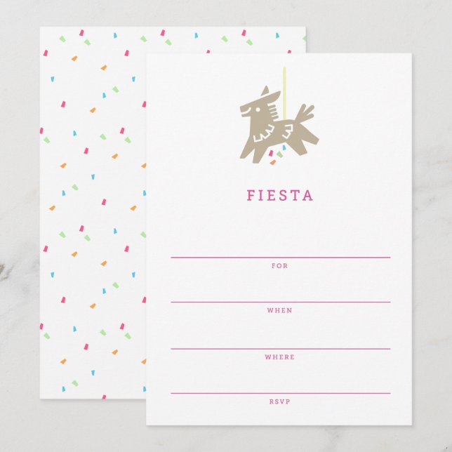 Convite de festas dos miúdos do voto de Piñata | (Frente/Verso)