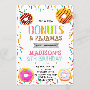 Convite de festas dos pijamas da rosquinha