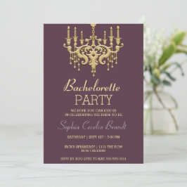 Convite de festas Dourado Chandelier
