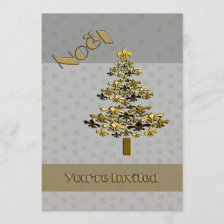 Convite de festas Dourado da árvore de Natal da