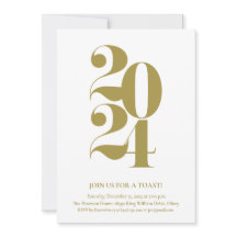 convite de festas Dourado de Ano Novo de 2024