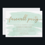 Convite de festas Dourado de Despedida de Água Ver<br><div class="desc">Este convite de festas de adeus apresenta um design de aquarela eterno com um cabeçalho de folha de ouro falso (a folha não é real, vai ser impressão a tinta). O cabeçalho do script "farewell party" é uma imagem que não pode ser editada. Todo o outro texto é totalmente editável....</div>