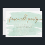 Convite de festas Dourado de Despedida de Água Ver<br><div class="desc">Este convite de festas de adeus apresenta um design de aquarela eterno com um cabeçalho de folha de ouro falso (a folha não é real, vai ser impressão a tinta). O cabeçalho do script "farewell party" é uma imagem que não pode ser editada. Todo o outro texto é totalmente editável....</div>