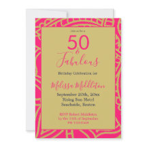 convite de festas Dourado rosa 50 fabuloso