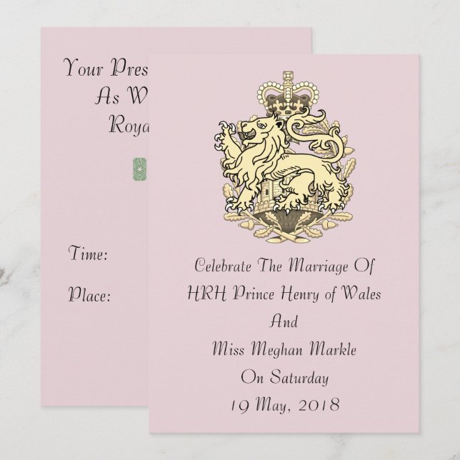 Convite de festas elegante de Harry & de Meghan (Frente/Verso)