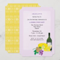 Convite de festas Elegante de Queijo e Vinho