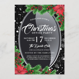 Convite de festas elegante e moderno da poinsétia