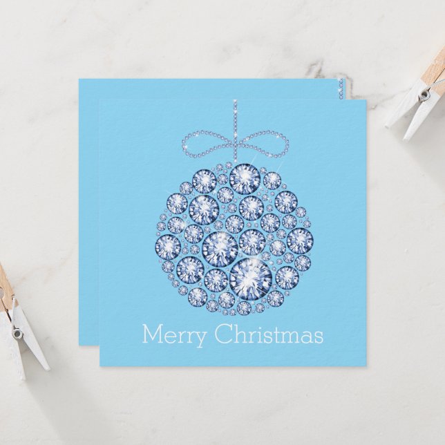 Convite de festas Enfeites de natal azul (Frente/Verso In Situ)