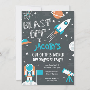 Convite de festas espacial externo do astronauta