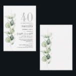 Convite de festas Eucalyptus aniversário de 40 ano<br><div class="desc">Pode ser uma festa surpresa ou outra década especial alcançada. Este convite de festas de aniversário de 40 anos com eucalipto verde design com tipografia popular moderna pode ser facilmente editado para se adequar a qualquer comemoração de aniversário ou aniversário. Você pode alterar o texto, os detalhes do aniversário e...</div>