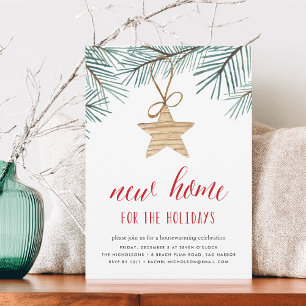 Convite de festas Familiar de Férias Pine Boughs