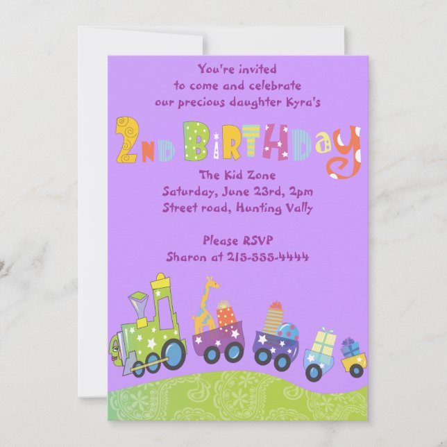 Convite de festas Feliz do segundo aniversário do  (Frente)