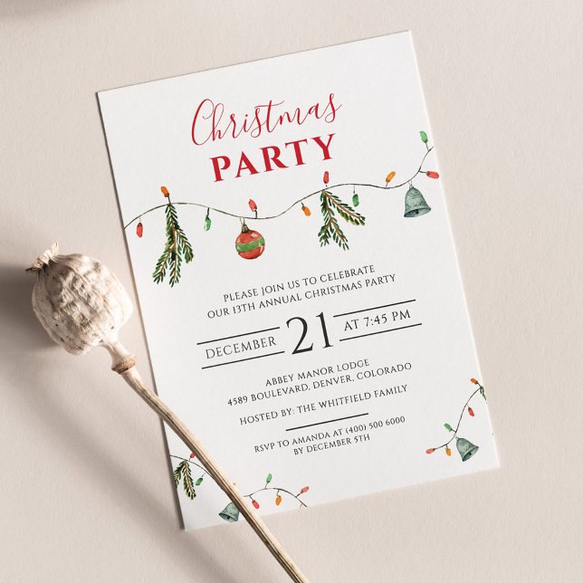 Convite de festas Festivo Feriado de Natal Chic (Boho Script Rustic Christmas Party Invitation)