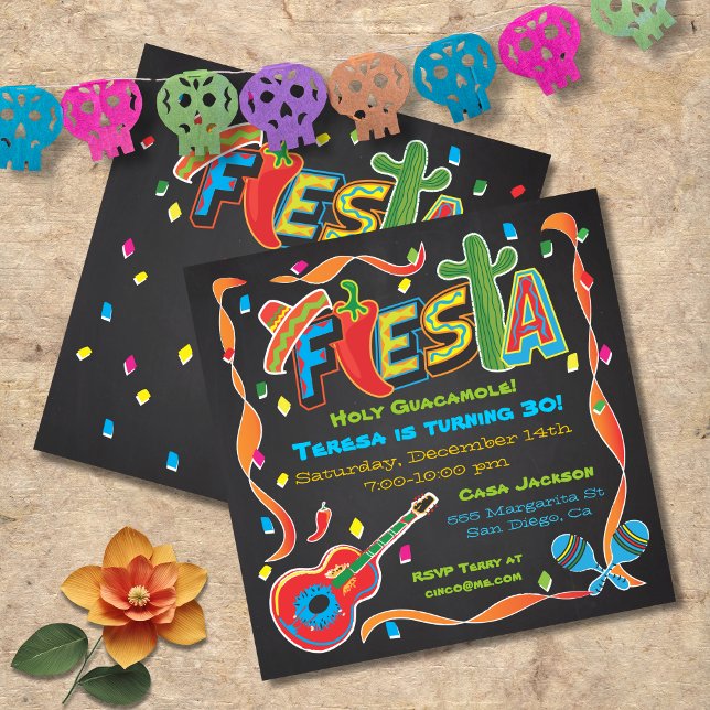 Convite de festas Fiesta mexicano no quadro (Criador carregado)