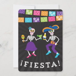 Convite de festas Fiesta Skulls com faixas